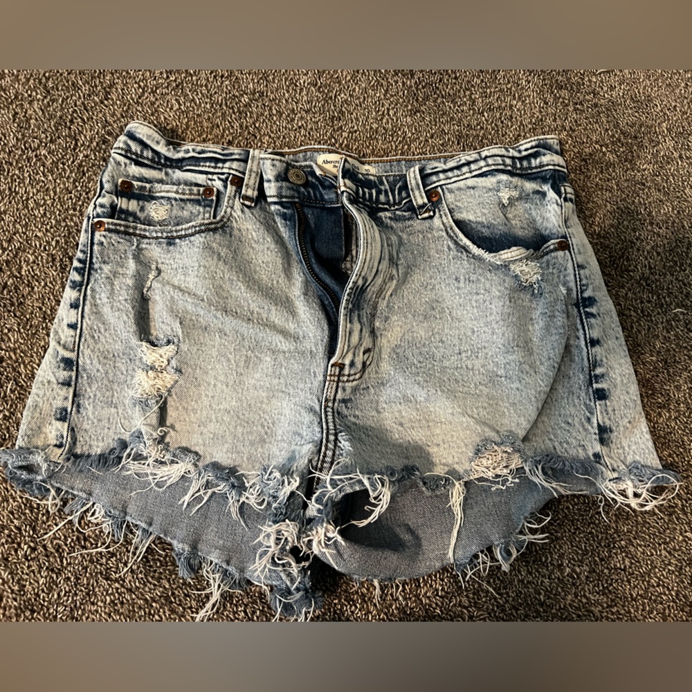 Abercrombie & Fitch Distressed Blue Jean Shorts